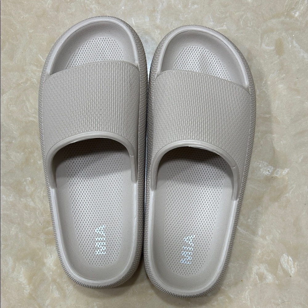 Beige Slide Sandals
